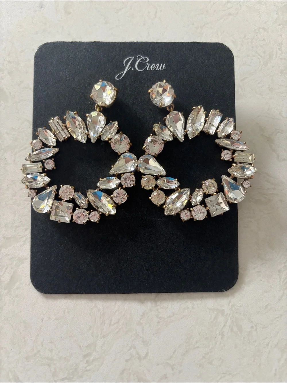 J.βCrew Crystal Hoop Earrings in Clear NEW